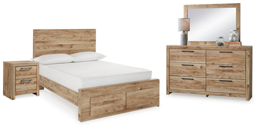 Hyanna Full Panel Storage Bed, Dresser, Mirror and Nightstand