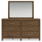 Cabalynn Queen Panel Bed with Storage with Mirrored Dresser and Nightstand