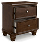 Danabrin California King Panel Bed with Mirrored Dresser and Nightstand