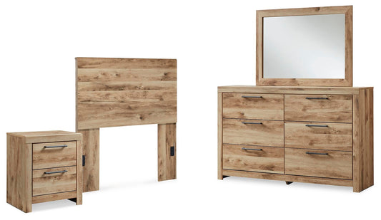 Hyanna Twin Panel Headboard, Dresser, Mirror and Nightstand