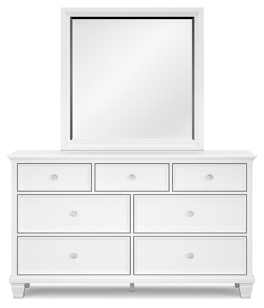 Fortman Full Panel Bed with Mirrored Dresser