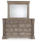 Blairhurst California King Panel Bed with Mirrored Dresser