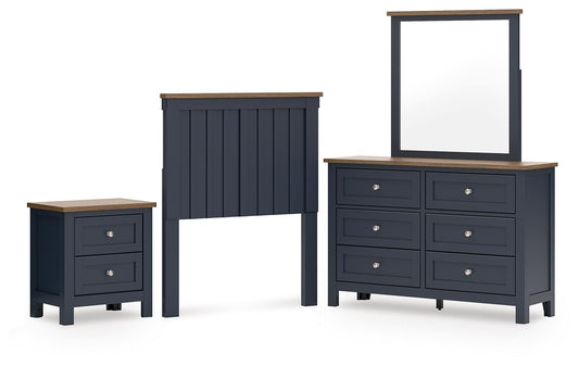 Landocken Twin Panel Headboard, Dresser, Mirror and Nightstand
