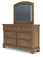 Vandenmore California King Storage Sleigh Bed with Mirrored Dresser