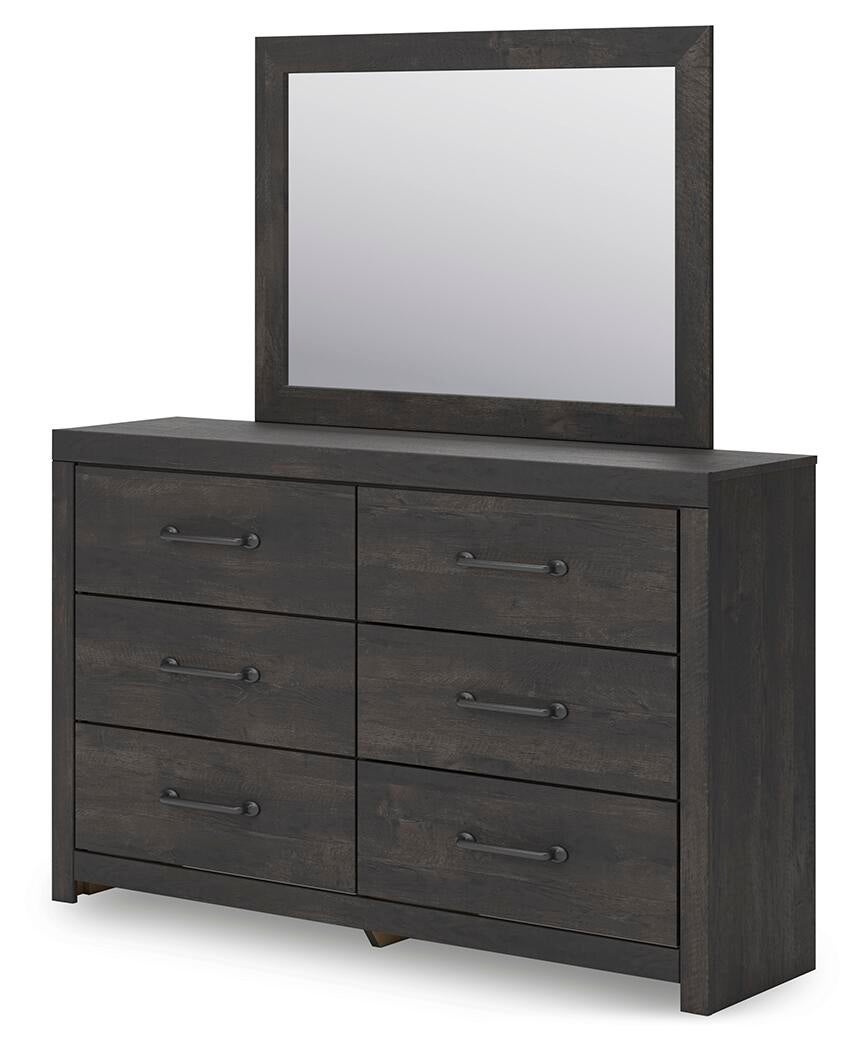 Delmorta Twin Panel Storage Bed, Dresser, Mirror and Nightstand