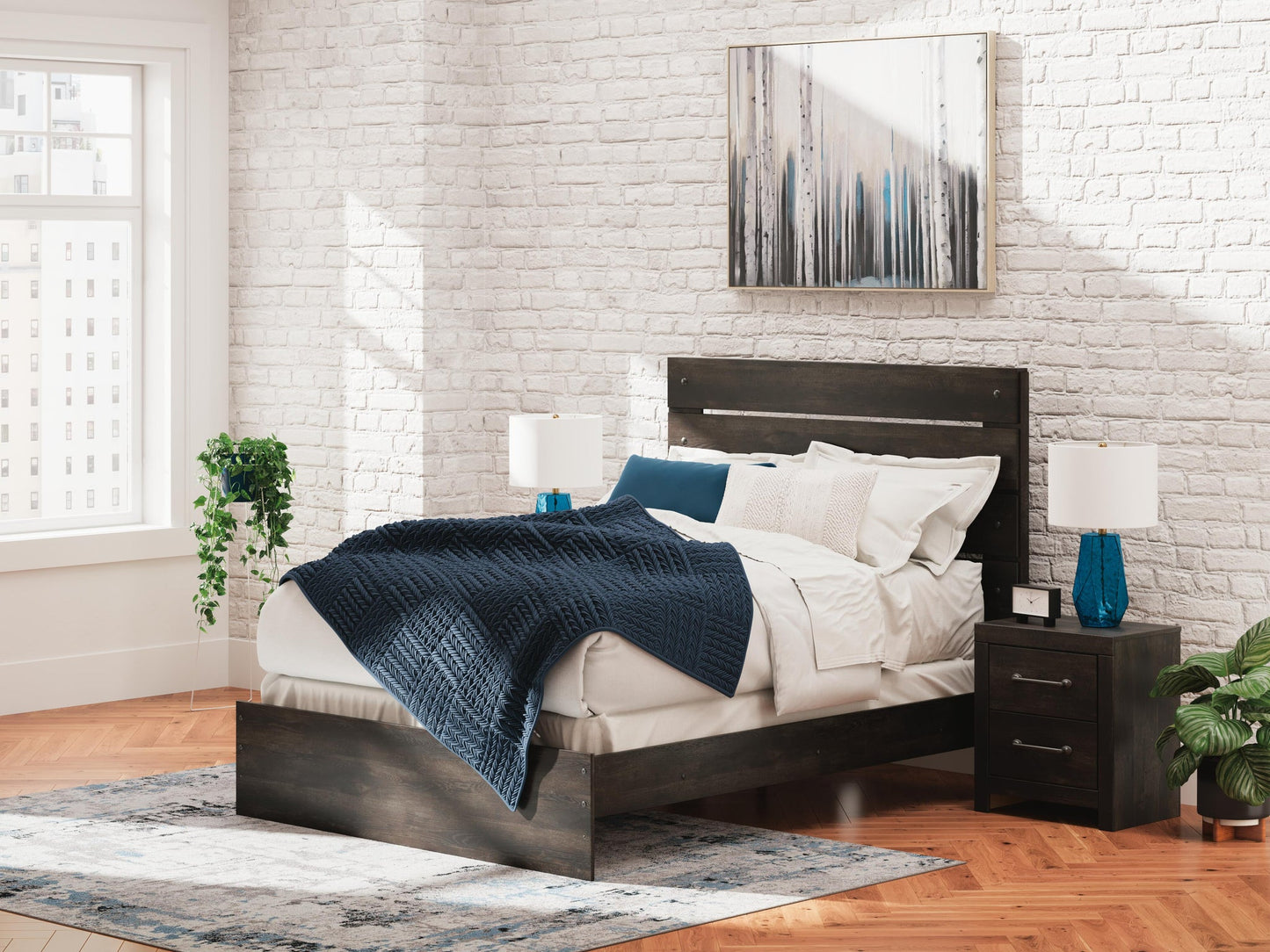 Delmorta Queen Panel Bed, Dresser, Mirror and Nightstand
