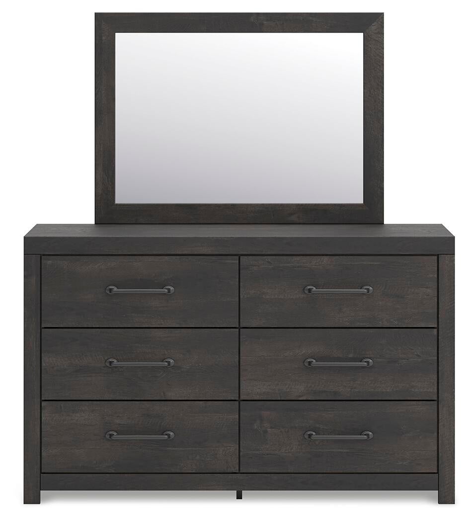 Delmorta Full Panel Bed, Dresser, Mirror and Nightstand