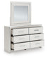Birmonton King Upholstered Panel Platform Bed, Dresser and Mirror