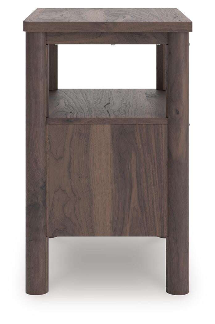 Cadmori Queen Upholstered Panel Bed, Dresser, Mirror and Nightstand