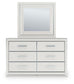 Birmonton California King Upholstered Bed, Dresser, Mirror and Nightstand