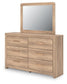 Hollymount Queen Upholstered Panel Bed, Dresser, Mirror and Nightstand