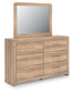 Hollymount Queen Upholstered Panel Bed, Dresser and Mirror