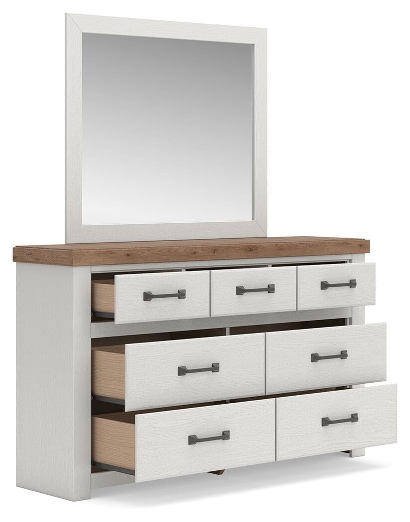 Savonport King Panel Bed with Storage, Dresser and Mirror