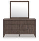 Cadmori Full Upholstered Panel Platform Bed, Dresser, Mirror and Nightstand