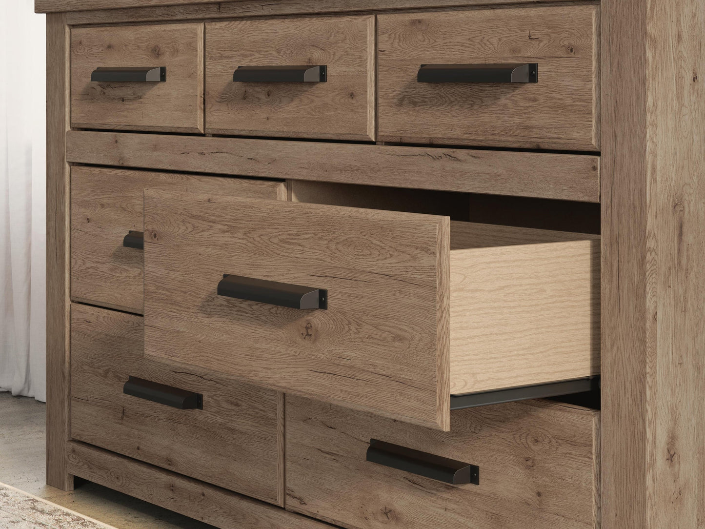 Garistyn King Panel Storage Bed, Dresser and Mirror